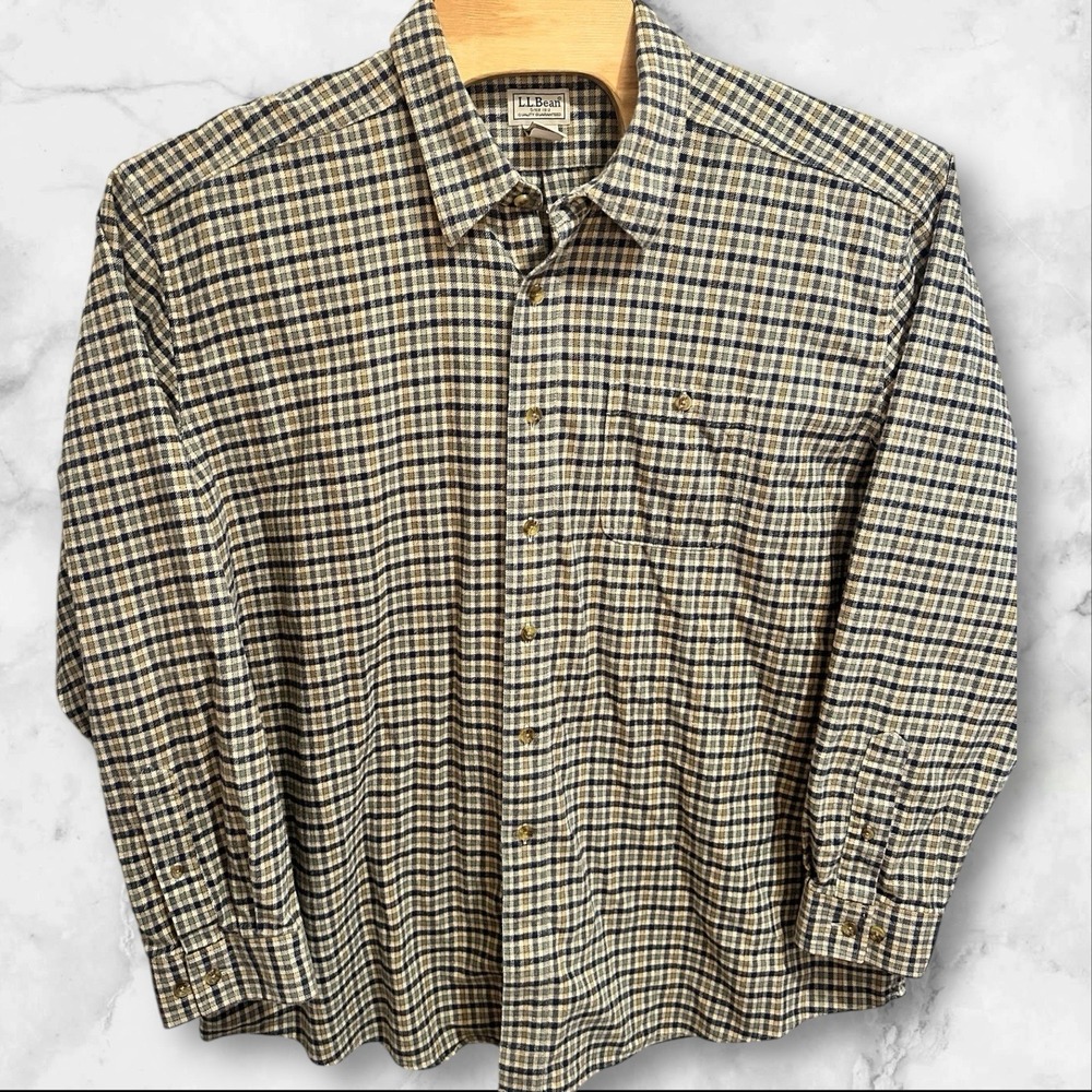 L.L. Bean‎ Men's Flannel Plaid XXL Reg Long Sleeve  Button Down Shirt 0 JWV3